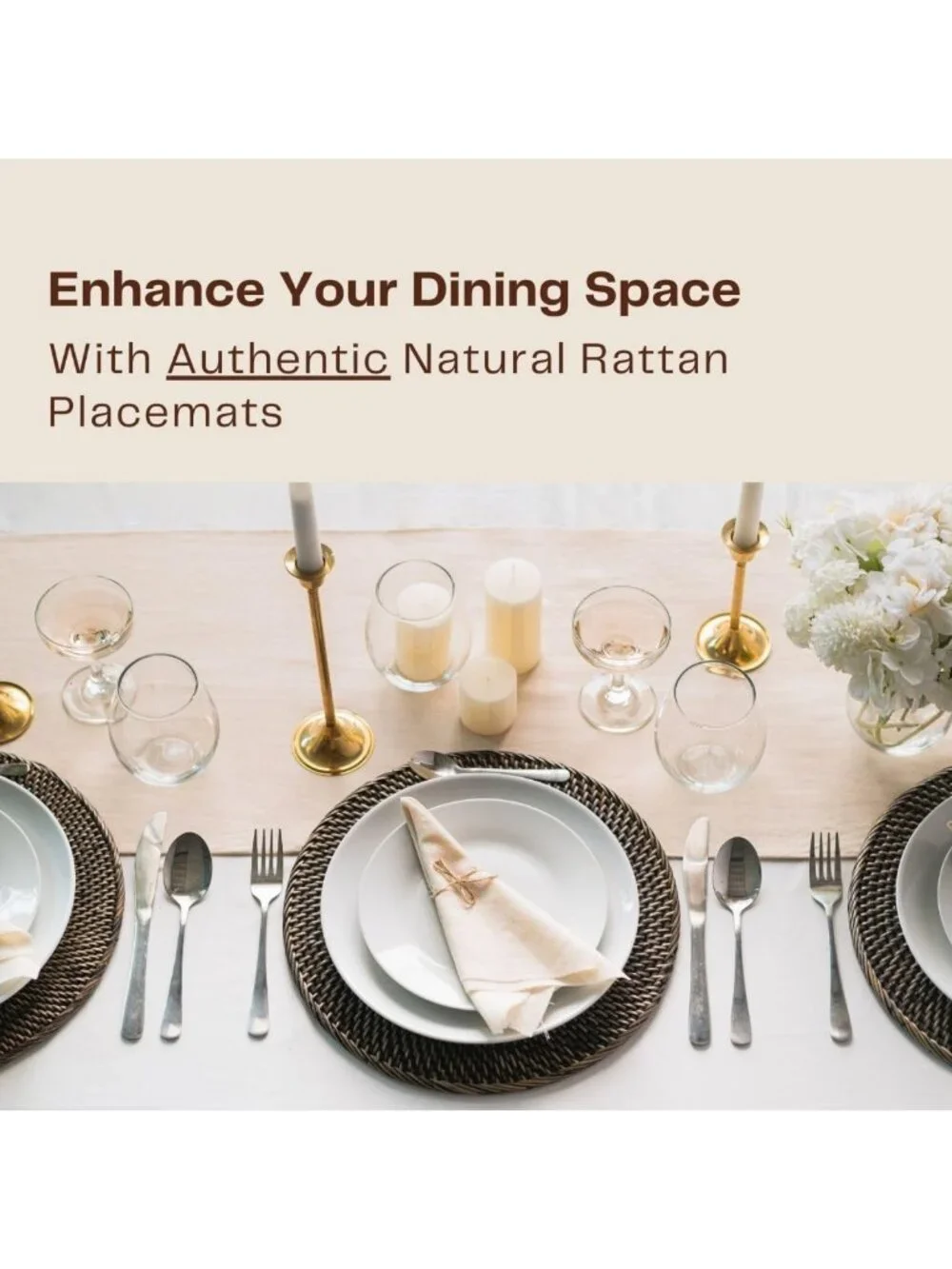 4-Pack Round Rattan Placemats - 13